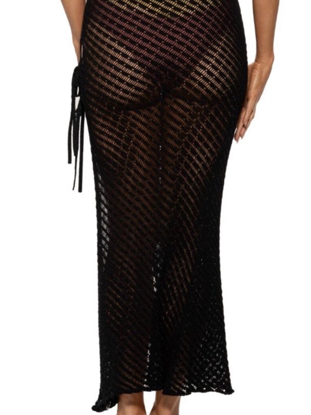 Dotti Black Crochet Side-Tie Maxi Skirt - Picture 3 of 5
